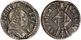 1648. Guerra dels Segadors. Barcelona. 1 sisè. (Cru.C.G. 4353d) (Cru.Segadors 260). 3,66 g. Lluís XIV. Escasa. MBC.