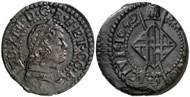 1649. Guerra dels Segadors. Barcelona. 1 sisè. (Cru.C.G. 4353e) (Cru.Segadors 261). 4,76 g. Lluís XIV. Buen ejemplar. MBC+.