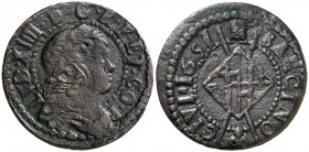 1651. Guerra dels Segadors. Barcelona. 1 sisè. (Cru.C.G. 4353g) (Cru.Segadors 263). 4,18 g. Lluís XIV. MBC.