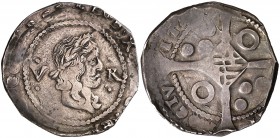(1642). Guerra dels Segadors. Barcelona. 5 rals. (Cru.C.G. 4521) (Cru.Segadors 222a, mismo ejemplar) (Pellicer 56, mismo ejemplar) (Cal. 40). 11,49 g....