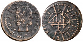 1642. Guerra dels Segadors. Bellpuig. 1 sisè. (Cru.C.G. 4560a) (Cru.Segadors 29a). 4,88 g. Lluís XIII. Monte flordelisado en el cuartel inferior. MBC....