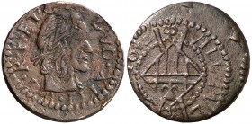 1642. Guerra dels Segadors. Bellpuig. 1 sisè. (Cru.C.G. 4560b) (Cru.Segadors 29b, mismo ejemplar). 4,53 g. Lluís XIII. La leyenda empieza a la 1h del ...