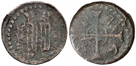 1641. Guerra dels Segadors. Cervera. 1 diner. (Cru.C.G. 4588) (Cru.Segadors 61). 0,59 g. Fecha en reverso. Rara. BC.