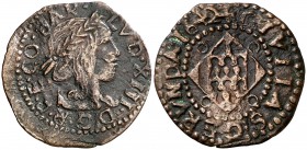 1642. Guerra dels Segadors. Girona. 1 sisè. (Cru.C.G. 4608a) (Cru.Segadors 80e, mismo ejemplar). 2,25 g. Lluís XIII. MBC-.
