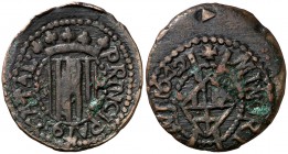 1642. Guerra dels Segadors. Manresa. 1 sisè. (Cru.C.G. 4621) (Cru.Segadors 97). 3,58 g. Principat. Escudos estrechos. Reverso algo decentrado. Ex Áure...