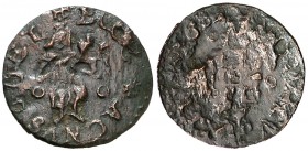 1651. Guerra dels Segadors. Perpinyà. 1 diner. (Cru.C.G. 4639j) (Cru.Segadors 144). 0,73 g. Lluís XIV. Defectos de acuñación en reverso. Escasa. (MBC-...