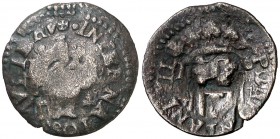 1647. Guerra dels Segadors. Perpinyà. 1 sou. (Cru.C.G. 4638m var) (Cru.Segadors 136 var). 1,41 g. Contramarca: Cabeza de San Juan. Rara. MBC-.