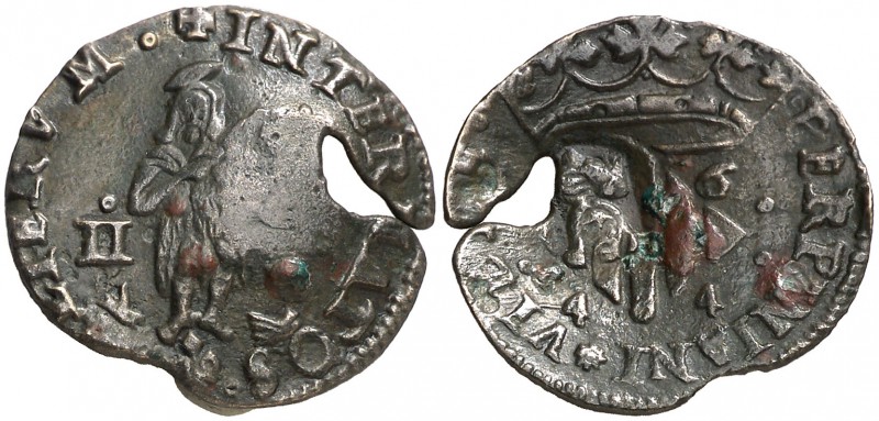 1644. Guerra dels Segadors. Perpinyà. 2 sous. (Cru.C.G. 4634a) (Cru.Segadors 116...