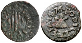 1576. Guerra dels Segadors. Puigcerdà. 1 diner. (Cru.C.G. 4643) (Cru.Segadors 148). 0,88 g. Felipe IV. Acuñada en 1641. Escasa. MBC-/MBC.