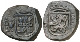 1685. Carlos II. Coruña. 2 maravedís. (Cal. 868). 6 g. Visible el ordinal del rey. Cola del léon hacia dentro. MBC.