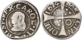 1674. Carlos II. Barcelona. 1 croat. 2,34 g. Falsa de época. BC+.
