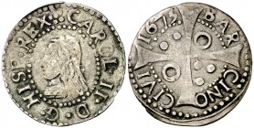 1675. Carlos II. Barcelona. 1 croat. 1,93 g. Falsa de época. MBC-.