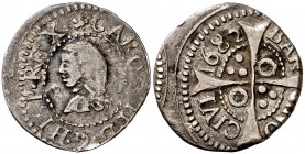 1682. Carlos II. Barcelona. 1 croat. (Cal. 665) (Cru.C.G. 4904k). 2,47 g. Ex Áureo & Calicó 28/05/2008, nº 2450. MBC-.