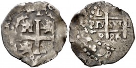 1686. Carlos II. Lima. R. 1 real. (Cal. 673). 2,16 g. Triple fecha. Rayitas. MBC-.