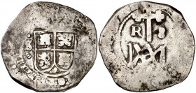 Carlos II. Sevilla. (M). 8 reales. (Cal. tipo 83). 19,91 g. Tipo "María". Fecha no visible. Rara. BC+.
