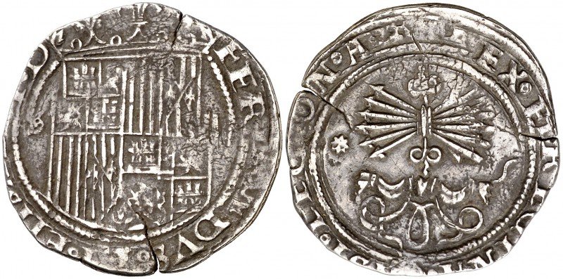 Reyes Católicos. Sevilla. 2 reales. (Cal. 206). 6,45 g. Grieta. (MBC).