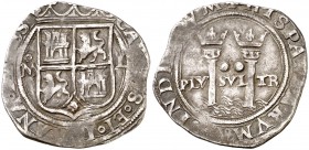 Juana y Carlos. México. 2 reales. (Cal. 117). 6,72 g. MBC.