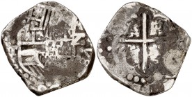 s/d. Felipe III. Potosí. T. 2 reales. (Cal. 354). 5,95 g. Rara. BC.