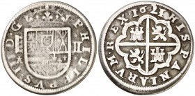 1621/14. Felipe III. Segovia. /C. 2 reales. (Cal. 373). 5,93 g. BC/MBC-.