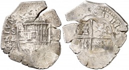 1601. Felipe III. Sevilla. B. 2 reales. (Cal. falta). 6,83 g. Tipo "OMNIUM". Grietas. (MBC-).