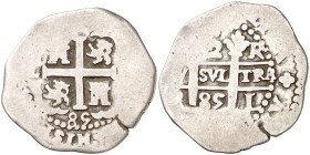 1685. Carlos II. Lima R. 2 reales. (Cal. 559). 6,01 g. Doble fecha. BC+.