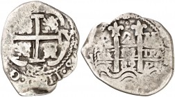 1682. Carlos II. Potosí. V. 2 reales. (Cal. 611). 4,62 g. Doble fecha. MBC-.