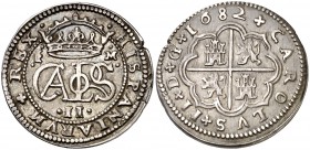 1682. Carlos II. Segovia. M. 2 reales. (Cal. 639). 6,27 g. MBC+.