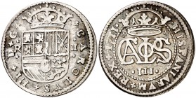 1711 Carlos III, Pretendiente. Barcelona. 2 reales. (Cal. 27). 4,72 g. MBC-.