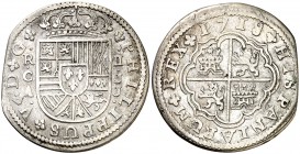 1718. Felipe V. Cuenca. JJ. 2 reales. (Cal. 1161). 5,14 g. MBC-.