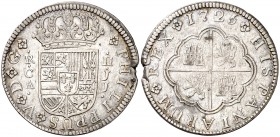 1725. Felipe V. Cuenca. JJ. 2 reales. (Cal. 1164). 5,21 g. MBC.