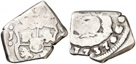 1737. Felipe V. Guatemala. J. 2 reales. (Cal. 1169) 5,06 g. Columnario. MBC-.