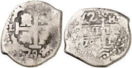 1704. Felipe V. Lima. H. 2 reales. (Cal. 1193). 5,34 g. BC+.