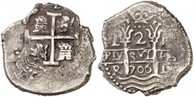 1706. Felipe V. Lima. R. 2 reales. (Cal. 1196). 6,01 g. MBC+.