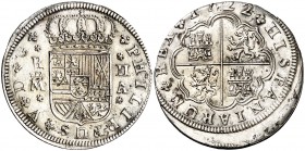 1722. Felipe V. Madrid. A. 2 reales. (Cal. 1249). 5,68 g. Limpiada. (EBC-).