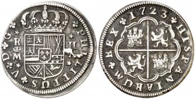 1723. Felipe V. Madrid. A. 2 reales. (Cal. 1250). 5,46 g. MBC.