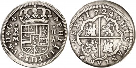 1724. Felipe V. Madrid. A. 2 reales. (Cal. 1251). 5,26 g. MBC/MBC-.