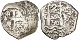 1730. Felipe V. Potosí. M. 2 reales. (Cal. 1351). 5,88 g. Doble fecha, una parcial. BC+.