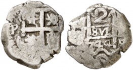 1744. Felipe V. Potosí. q. 2 reales. (Cal. 1373). 6,51 g. BC+.