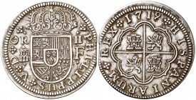 1719. Felipe V. Segovia. F. 2 reales. (Cal. 1396). 5,05 g. Buen ejemplar. MBC+.