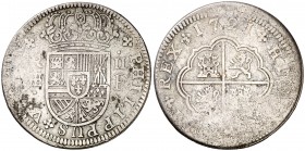 1721. Felipes V. Segovia. F. 2 reales. (Cal. 1401). 6,35 g. F mediana. BC.