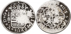 1724. Felipe V. Segovia. F. 2 reales. (Cal. 1405). 5,37 g. Oxidaciones. (BC+).