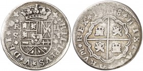 1718. Felipe V. Sevilla. M. 2 reales. (Cal. 1420). 5,34 g. Rara. MBC-.