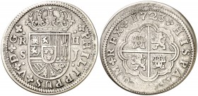 1723. Felipe V. Sevilla. J. 2 reales. (Cal. 1425). 5,55 g. MBC/MBC-.
