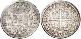 1725. Felipe V. Sevilla. J. 2 reales. (Cal. 1427). 4,87 g. MBC/BC+.