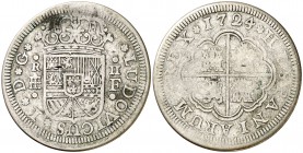 1724. Luis I. Segovia. F. 2 reales. (Cal. 41). 5,07 g. Rara. BC+/BC.