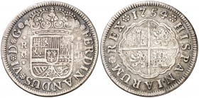 1754. Fernando VI. Madrid. JB. 2 reales. (Cal. 482). 5,26 g. Rayitas. BC+.