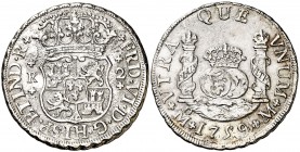 1759. Fernando VI. México. M. 2 reales. (Cal. 500). 6,33 g. Columnario. Oxidaciones limpiadas. Escasa. (MBC-).