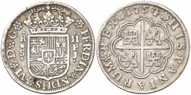 1754. Fernando VI. Sevilla. PJ. 2 reales. (Cal. 522). 5,71 g. MBC.