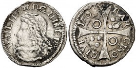 1705. Felipe V. Barcelona. 1 croat. (Cal. 1446). 2,36 g. Pequeñas incrustaciones. MBC.