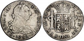 1782. Carlos III. Lima. MI. 8 reales. (Cal. 864). 26,57 g. Ex Áureo & Calicó 29/11/2012, nº 2712. MBC-.